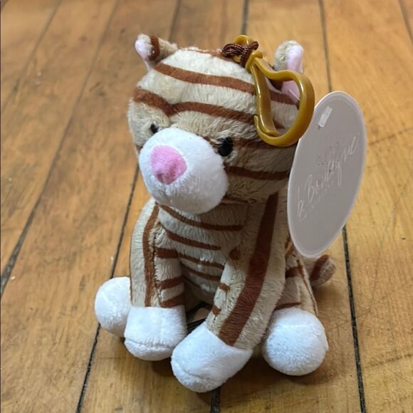 NWT Cute Striped Plush Cat Keychain - Picture 1 of 4